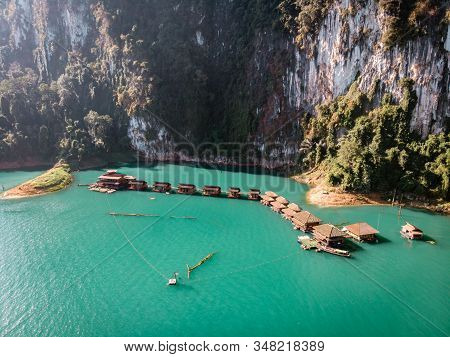 Khao Sok National Park Cheow Lan Lake Dam, Ratchaprapha Dam At Suratthani, Thailand During Sunset