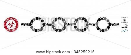Mosaic Marked Line Icon And Corroded Stamp Watermark With No Way Text And Biohazard Symbol. Mosaic V