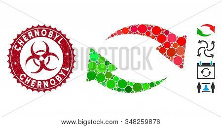 Mosaic Exchange Icon And Distressed Stamp Watermark With Chernobyl Text And Biohazard Symbol. Mosaic