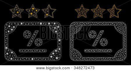 Flare Mesh Bond Rating With Glare Effect. Abstract Illuminated Model Of Bond Rating Icon. Shiny Wire
