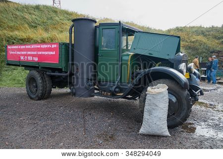 Kronshtadt, Russia - September 04, 2016: Soviet Gas-generating Retro Truck Powered By Wood Zis-21 On