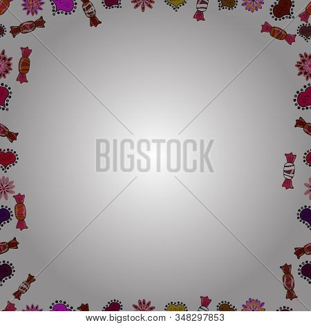 Seamless. Picture In Red, Black And White Colors. Vector. Foursquare Frames Doodles.