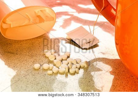 Sweetener Tablets Lying On A Light Background