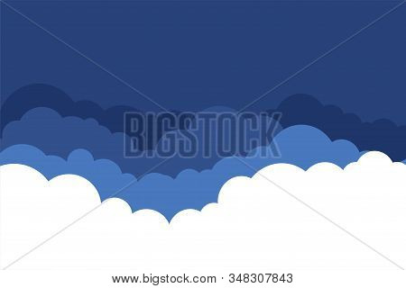 Flat Style Clouds In Blue Shades Background