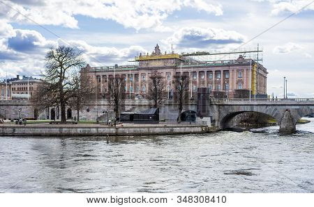 April 22, 2018, Stockholm, Sweden. The Building Of The Riksdag - The Swedish Parliament In Stockholm