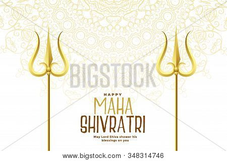 Golden Trishul Weapon For Happy Maha Shivratri Festival