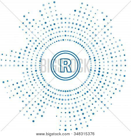 Blue Line Registered Trademark Icon Isolated On White Background. Abstract Circle Random Dots. Vecto