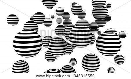 Soaring Black And White 3D Balls