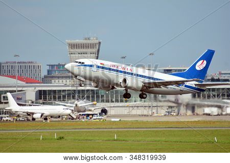 Warsaw, Poland. 21 July 2018. Airplane Boeing 737-524 (ew-250pa)-- Belavia Belarusian Airlines  Taki
