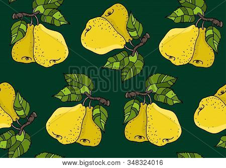 Pears. Flat Drawing. Seamless Pattern. Vector Illustration