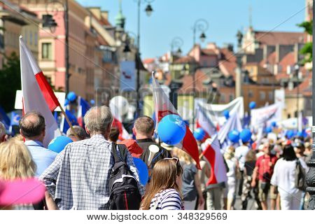 Warsaw.polans. 12 May 2018. Freedom March. Poles March To Denounce Government, Eroding Democracy