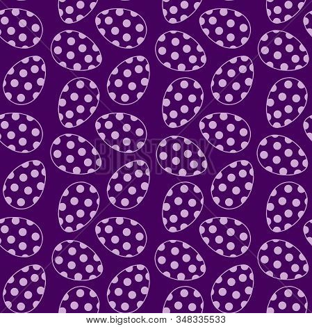 Pattern With Easter Eggs With Dots Of White On A Purple Background, Vector Illustration For Design A