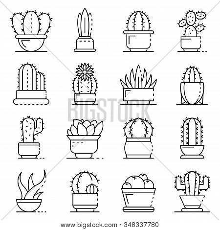 Succulent Icons Set. Outline Set Of Succulent Vector Icons For Web Design Isolated On White Backgrou