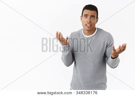 Indecisive Troubled Hispanic Boyfriend Dont Know What Buy Girlfriend For Anniversery, Raising Hands 