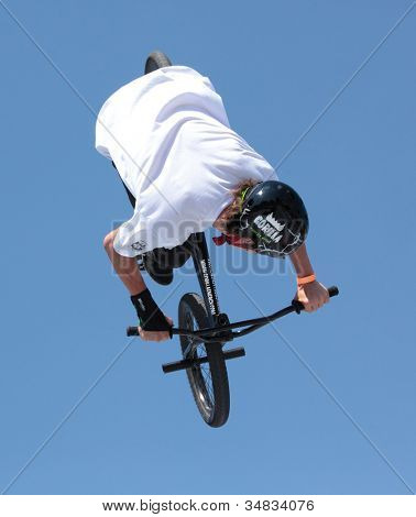 MOSCOW, RUSSIA - JULY 8: Maxim Chuprina, Russia, in BMX competitions during Adrenalin Games in Moscow, Russia on July 8, 2012