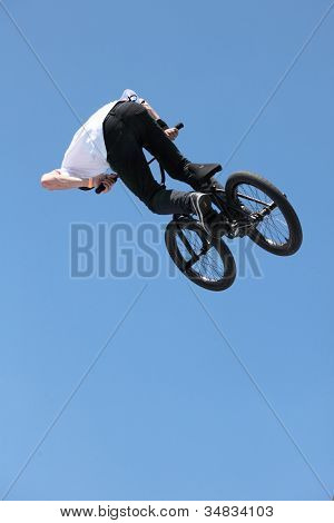 MOSCOW, RUSSIA - JULY 8: Maxim Chuprina, Russia, in BMX competitions during Adrenalin Games in Moscow, Russia on July 8, 2012
