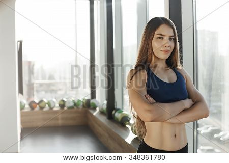 Motivation, Sport, Athletic Lifestyle Concept. Sassy And Confident Sportswoman With Long Hair, Sport