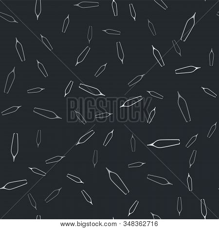 Grey Eyebrow Tweezers Icon Isolated Seamless Pattern On Black Background. Cosmetic Tweezers For Ingr