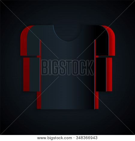Paper Cut Long Sleeve Shirt Icon Isolated On Black Background. Paper Art Style. Vector Illustration