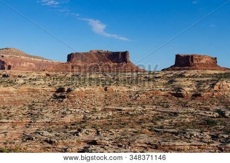 Travel And Tourism Cenes From The Western United States. Red Rock Formations And Dramatic Landscapes