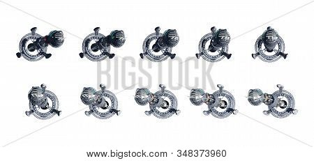 3d Rendering Collage Of Spaceship Instances, Isolated On White With The Clipping Path Included In Th