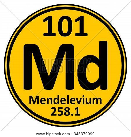 Periodic Table Element Mendelevium Icon On White Background. Vector Illustration.