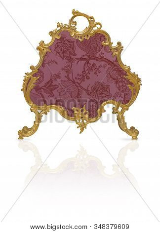 Golden Fire Screen Isolated On White Background. Design Element With Clipping Path
