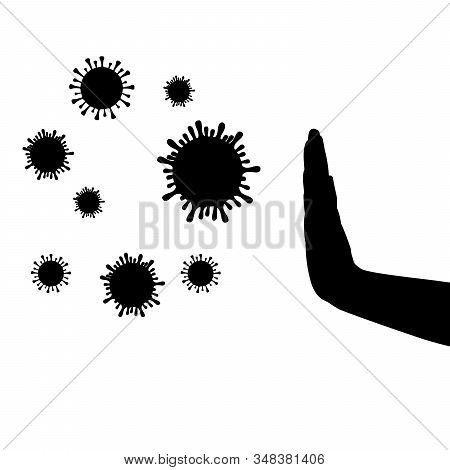 Silhouette Hands Stop Danger Viruses Epidemic. Symbol Icon Illustration