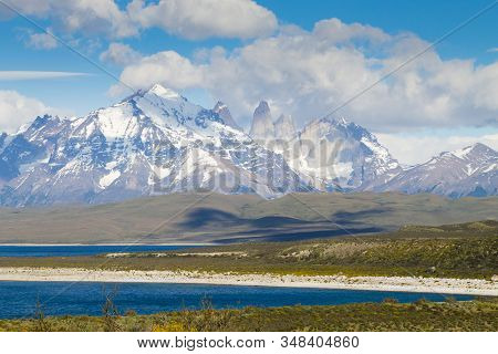 Sarmiento Lake View, Torres Del Paine National Park, Chile. Chilean Patagonia Landscape