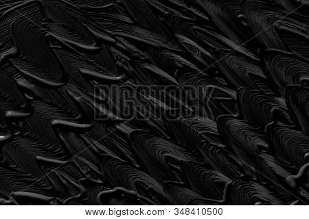 Black Trendy Color Of The Year 2020. Abstract Art Background With Brush Strokes. Monochrome Color Te