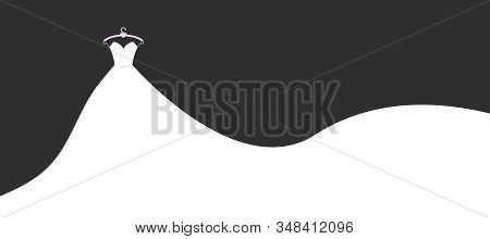 Wedding Dresses Cartoon Banner Vector Illustration. Flat Wedding Cloths Agency Banner With Bridal Ve