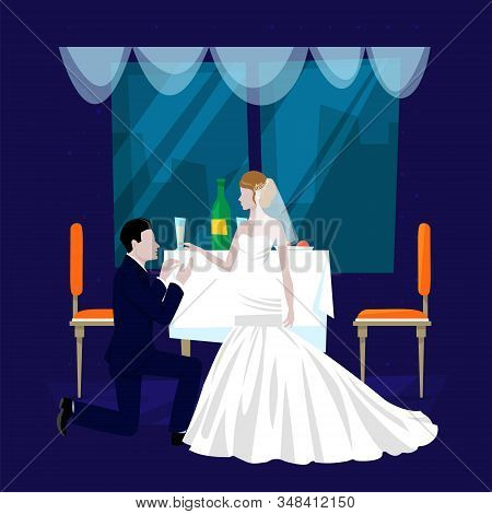 Wedding Restaurant Banquet Hall Cartoon Vector Illustration. Festive Occasion, Restaurant Service Fo