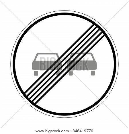 End Of The Overtaking Ban Zone For All Types Of Vehicles. Road Sign Of Germany. Europe. Vector Graph