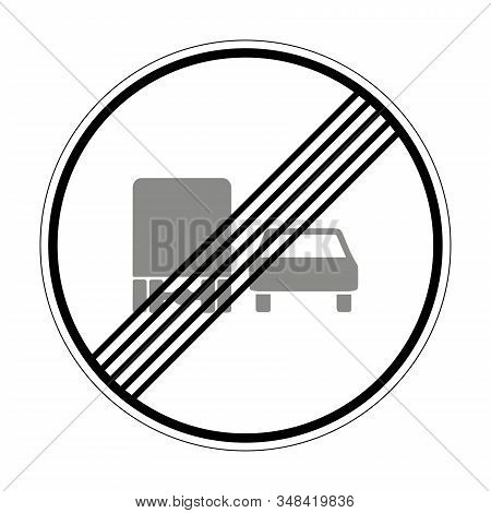 End Of Overtaking Ban For Vehicles Over 3.5 Tons. Road Sign Of Germany. Europe. Vector Graphics.