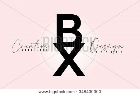 Bx Letter Design Icon Logo With Letters One On Top Of Each Other Vector Illustration.
