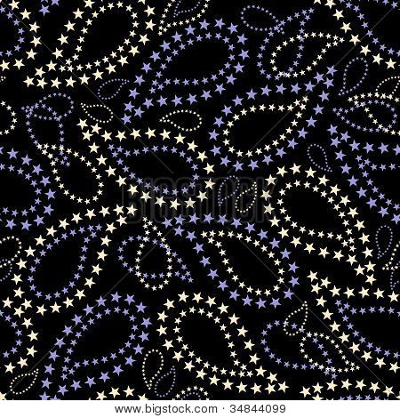 Seamless Pattern con cetrioli indiano stelle su sfondo nero