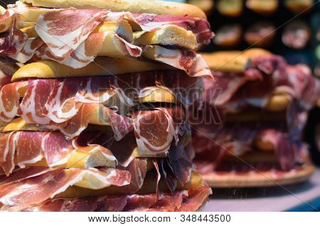 Hamon Serrano With Bread In The Form Of A Sandwich