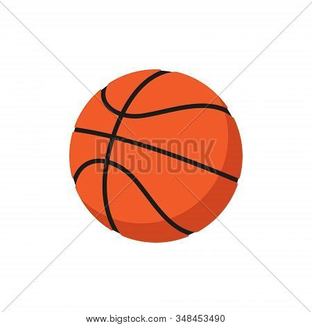 Vector Illstration Of Bascketball Ball Icon. Flat Design. Isolated.
