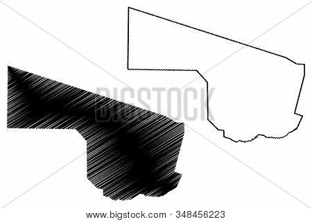 Southern District (districts Of Botswana, Republic Of Botswana) Map Vector Illustration, Scribble Sk