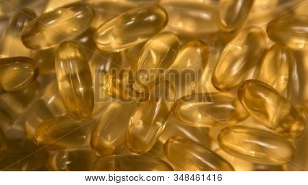 Vitaminen Omega 3 Oil In Capsules On White Background.