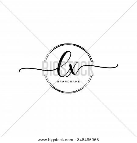 Lx Initial Handwriting Logo With Circle Template Vector.