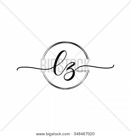 Lz Initial Handwriting Logo With Circle Template Vector.