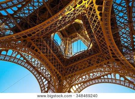 View On Eiffel Tower In Paris From Below, France