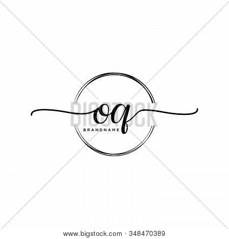 Oq Initial Handwriting Logo With Circle Template Vector.