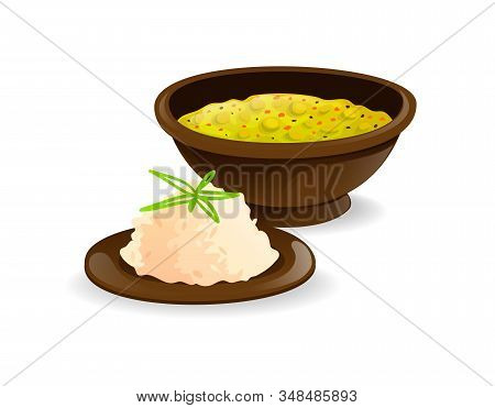 Traditional Indian Dish Dal With Rice, Soup.