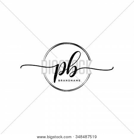 Pb Initial Handwriting Logo With Circle Template Vector.