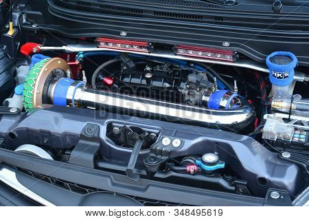 Pasay, Ph - Dec. 7: Hyundai I10 Compact Car Engine At Bumper To Bumper 15 Car Show On December 7, 20