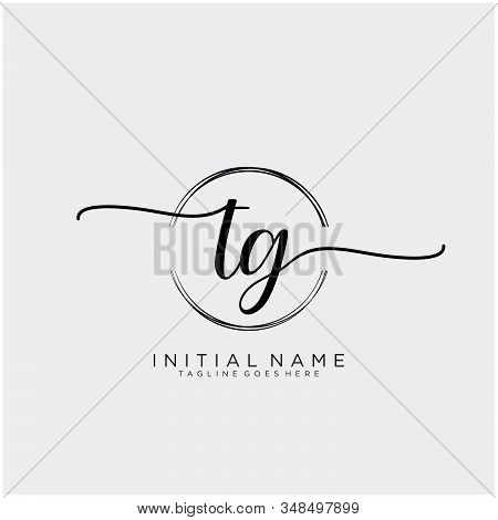 Tg Initial Handwriting Logo With Circle Template Vector.