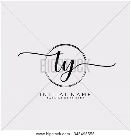 Ty Initial Handwriting Logo With Circle Template Vector.