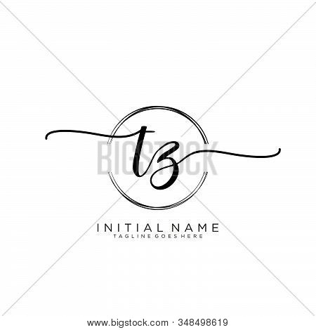 Tz Initial Handwriting Logo With Circle Template Vector.